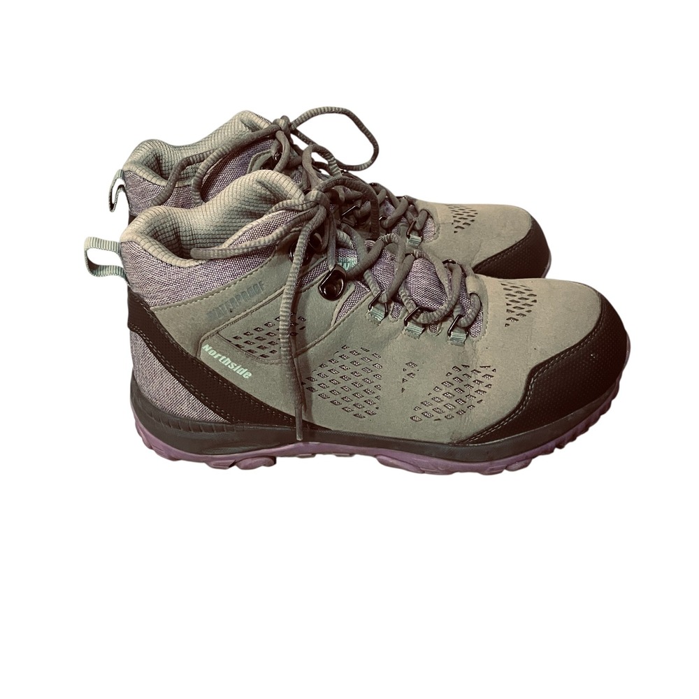 Northside Kids Benton Mid Waterproof Hiking Boots Purple Grey Lace Youth Size 5